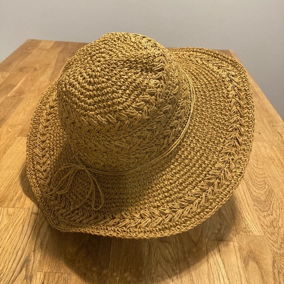 Woven Straw Sun Hat - Natural Tan - Picture 7 of 8